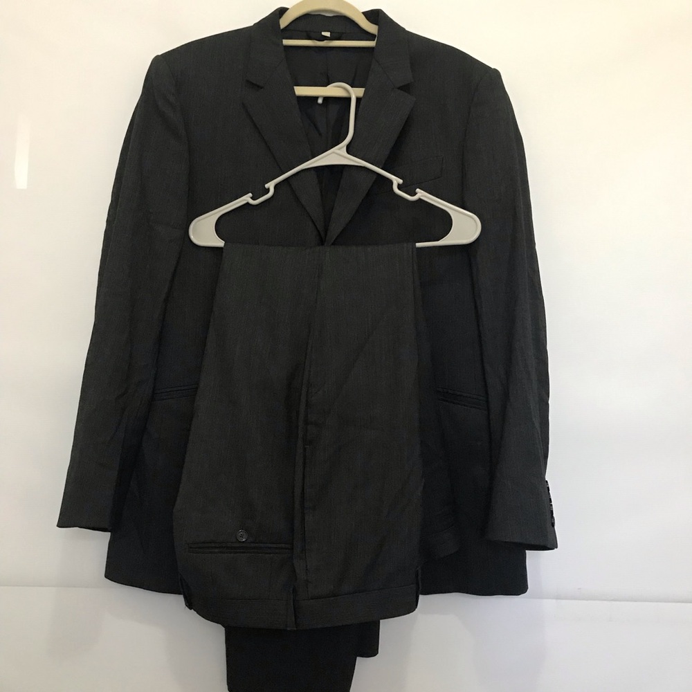 Burberry Virgin Wool Men's Charcoal Suit Jacket & Pants - Size 54